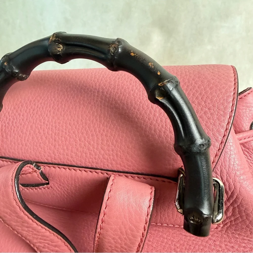 Gucci Pink Leather Bamboo Tassel Backpack | Authentic | Made in Italy - Picture 16 of 17